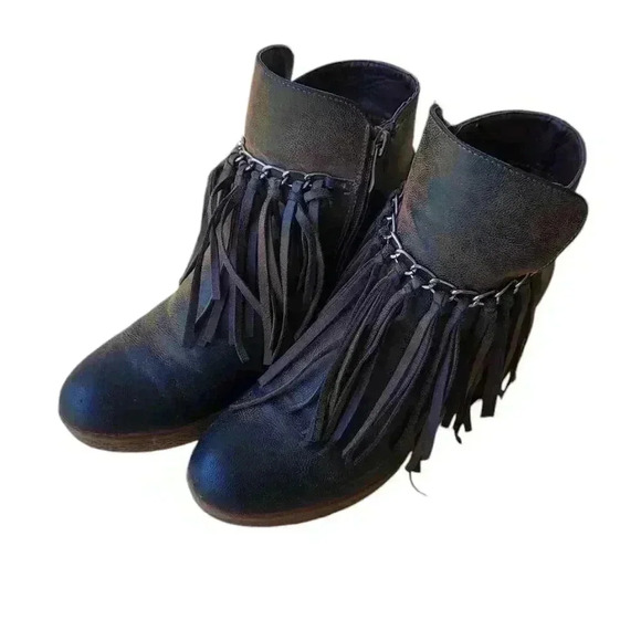 Pierre Dumas Fringed Wedge Ankle Boot - Picture 1 of 7